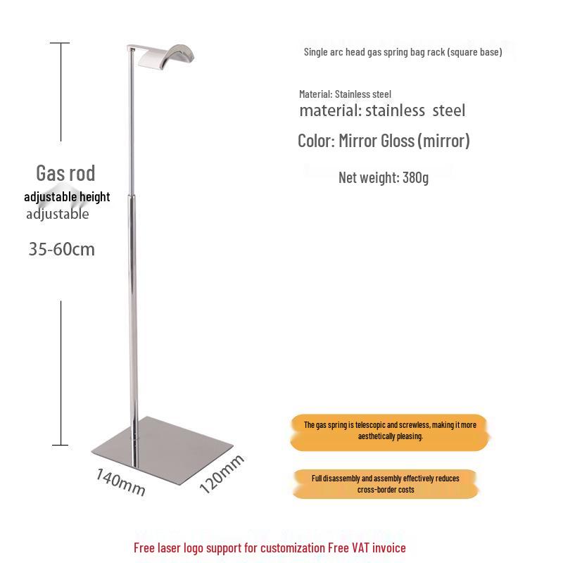 Adjustable Stainless Steel Handbag Display Stand with Gas Spring