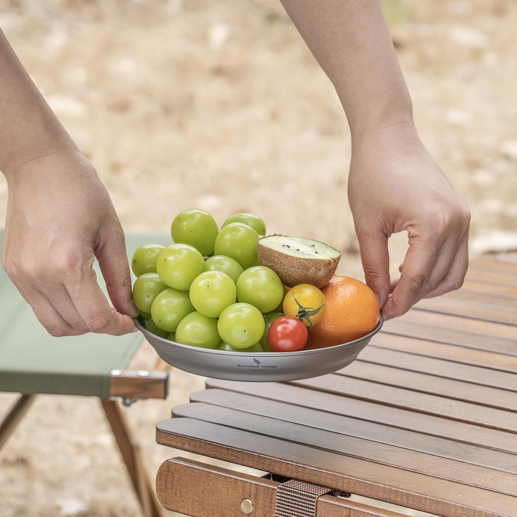 Boundless Voyage Titanium Camping Perfect for Solo and Outdoor Activities Plate, Tableware, Unbreakable, Rust-Resistant, Ultra-Lightweight, Camping,