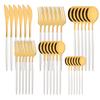 36Pcs Dinnerware Set Stainless Steel Tableware Set Black Gold Flatware Knife Fork Dessert Spoon Luxury Western Cutlery Set