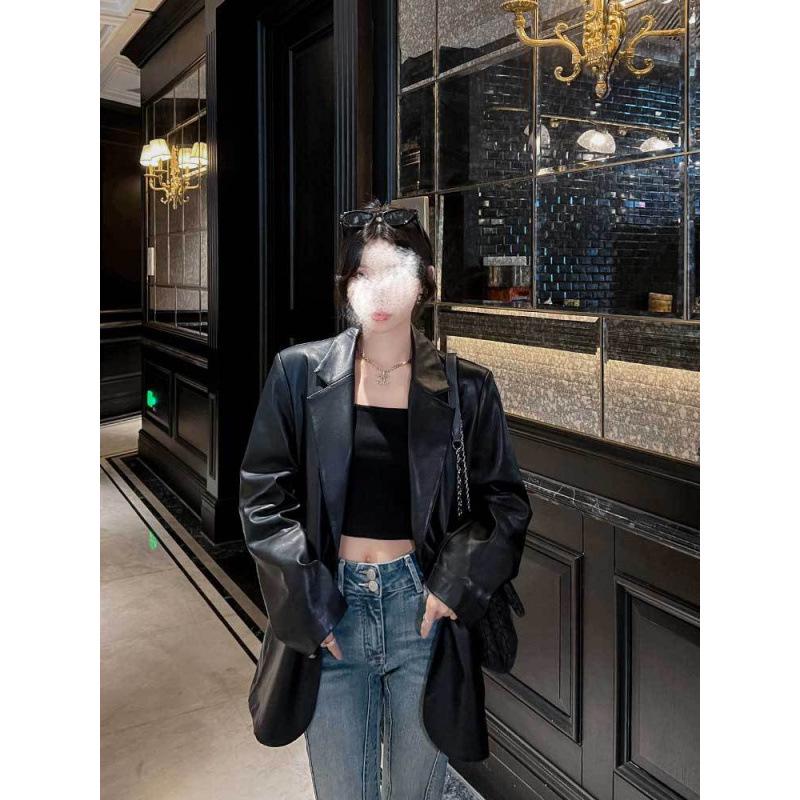 In-Stock 8901 Plus Size Korean Style Women's Leather Jacket (Casual, High-End, Loose Fit)
