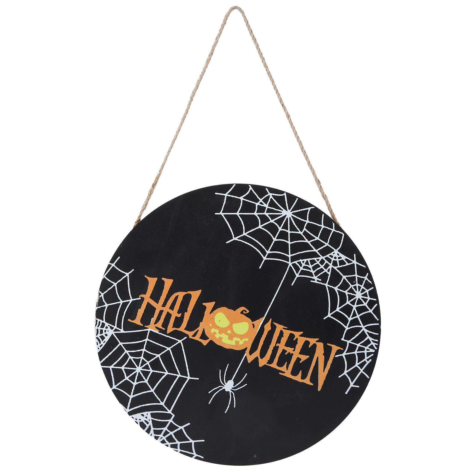 

Знак приветствия с узором паутины, деревянная подвесная вешалка для семейного сбора на Хэллоуин, черный цвет Bowknot Not Included