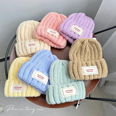 New Lace Label Children's Woolen Hat Nuojiji Student Autumn and Winter New Warm and Versatile Ear Protection Knitted Hat