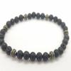 Mens Beaded Black Onyx And Green Plated Hematite Spacers With Wooden Beads 6mm Matte Mat Black Bracelet