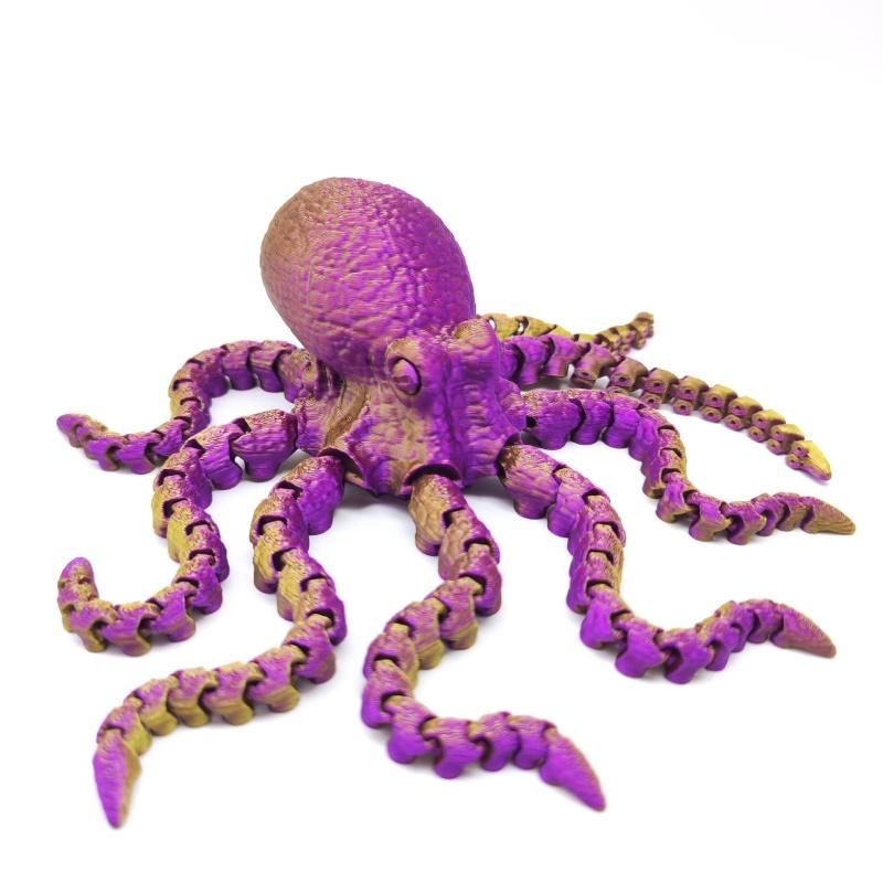 Lebendige Farbe Tiefsee-Oktopus 3D-gedruckte Figur Bewegliche Gelenke Simulationsaugen Vielseitige Schreibtischdekoration
