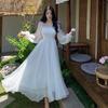 2026 Sanya Beach Resort Dress, White Chiffon, Large Hem, Extra Long, High-End Feel