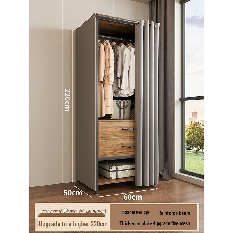 Metal Walk-In Wardrobe: Floor-Standing Clothes Rack, Open Garment and Hat Rack, Bedroom Shelf Assembly