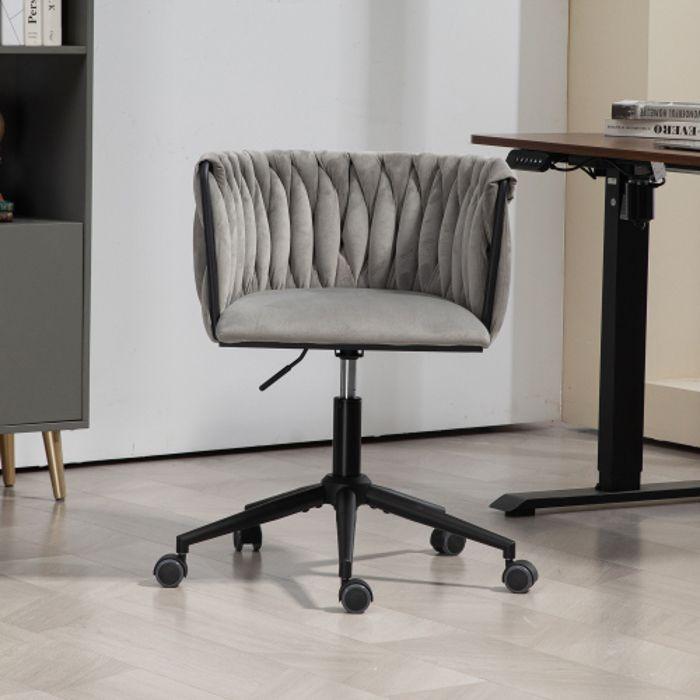 Fauteuil de bureau - MUVOE - Design en forme croix creuse - Tissu velours - Pivotant 360° - Réglable en hauteur