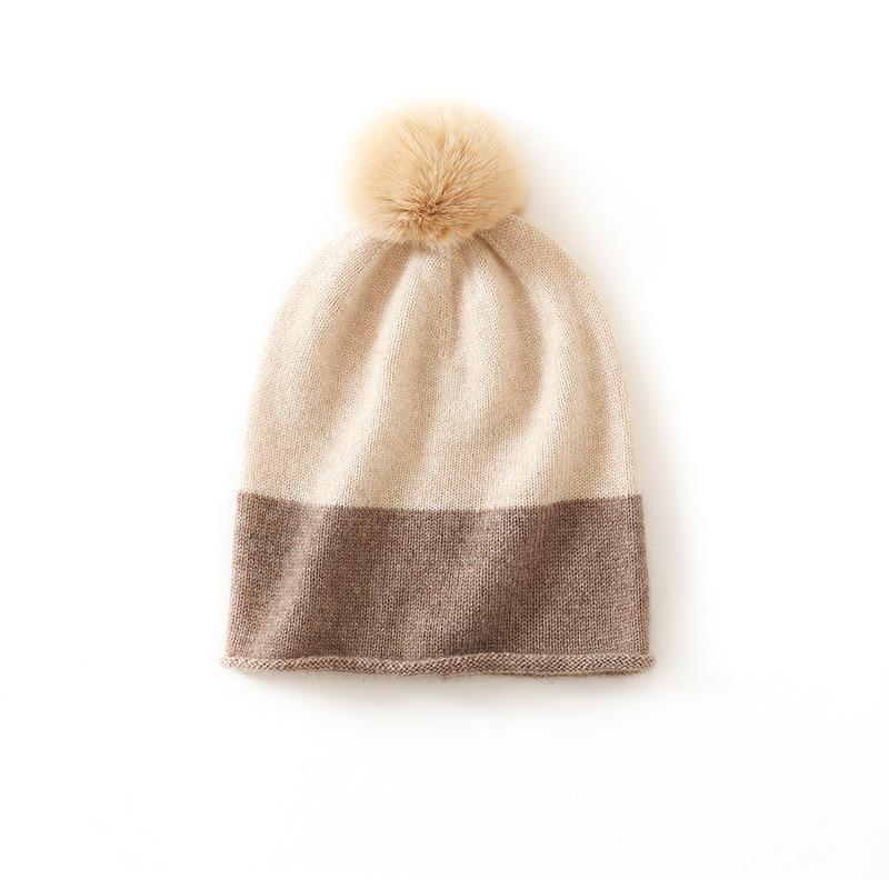 Women s High-End Cashmere Knit Pom-Pom Hat - 2025 Autumn/Winter Collection One Size