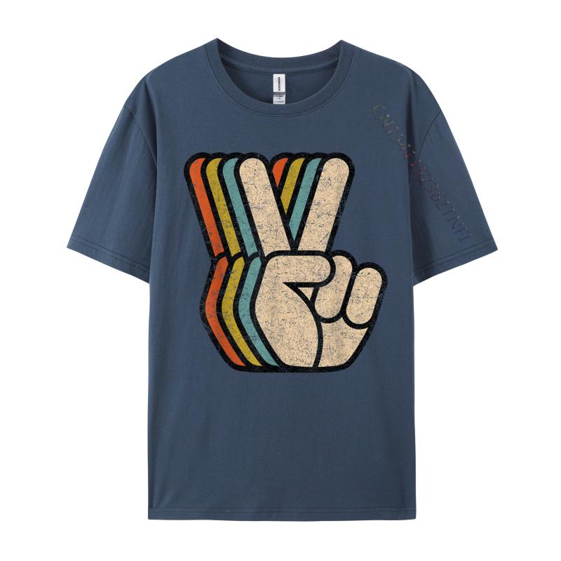 Retro Peace Sign V Fingers Vintage Prevalent Young T Shirts Customized Tees Pure Cotton O-Neck Design Sweatshirts