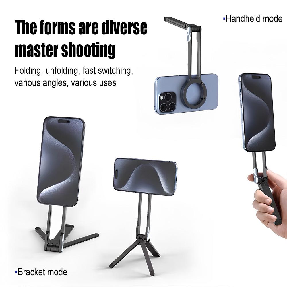 A08 Magnetic Mobile Phone Holder Foldable, Suitable for Apple 17 Handheld Selfie Stick Desktop Tripod Plastic Mobile Phone Holder