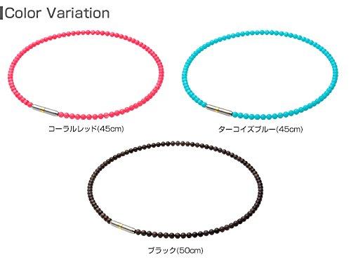 Phiten RAKUWA Neck Necklace, Metax Crystal Touch, Coral Red, 45cm