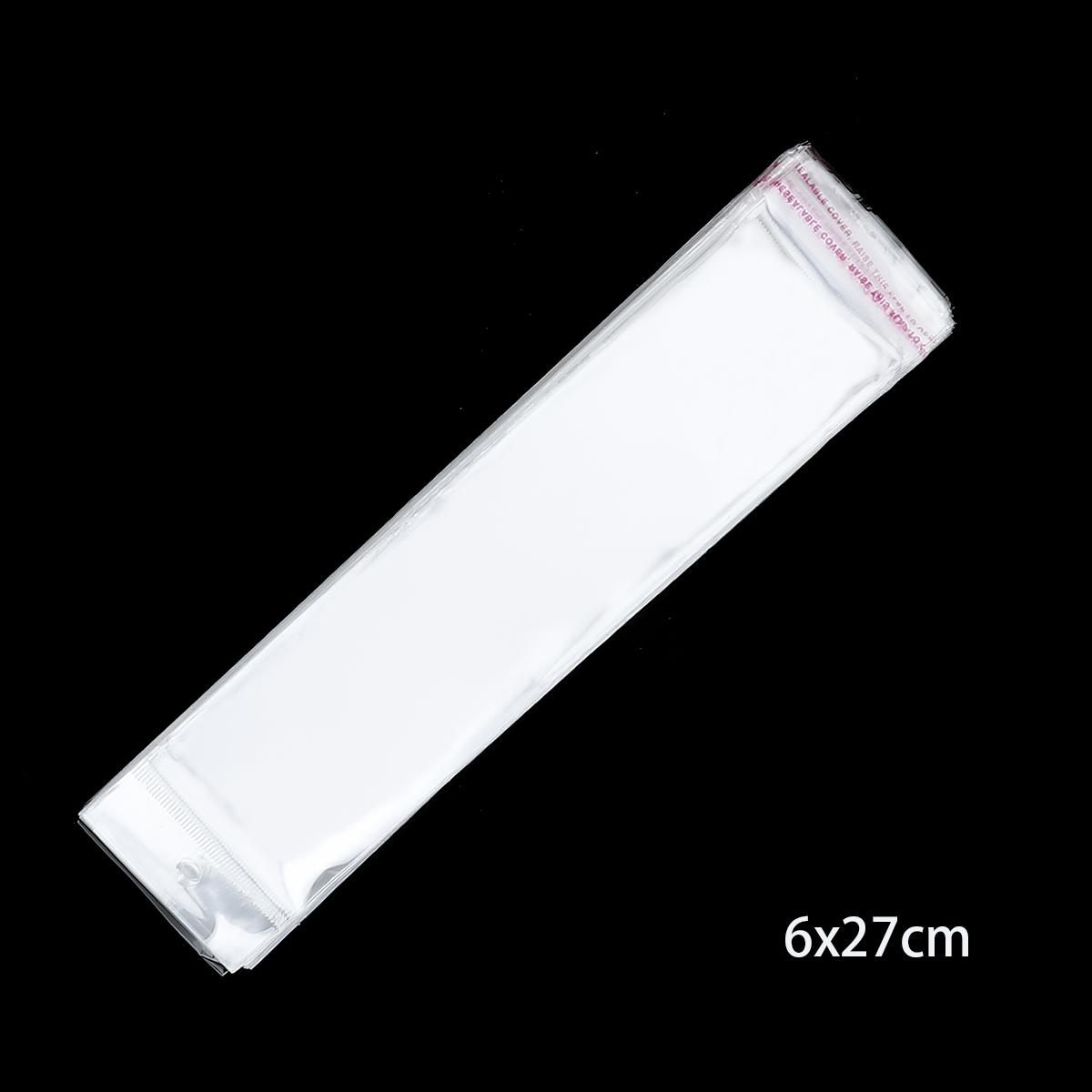 

100 шт. Прозрачный самоклеящийся пластиковый пакет для хранения OPP Poly Pack Bag с отверстием для подвешивания Сумка для розничной упаковки 6*27CM