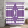 Modern Bath Shower Curtain with Stripes Personalization: Lavender M Purple White Bathroom Decor Monogram Initials Letter Print C