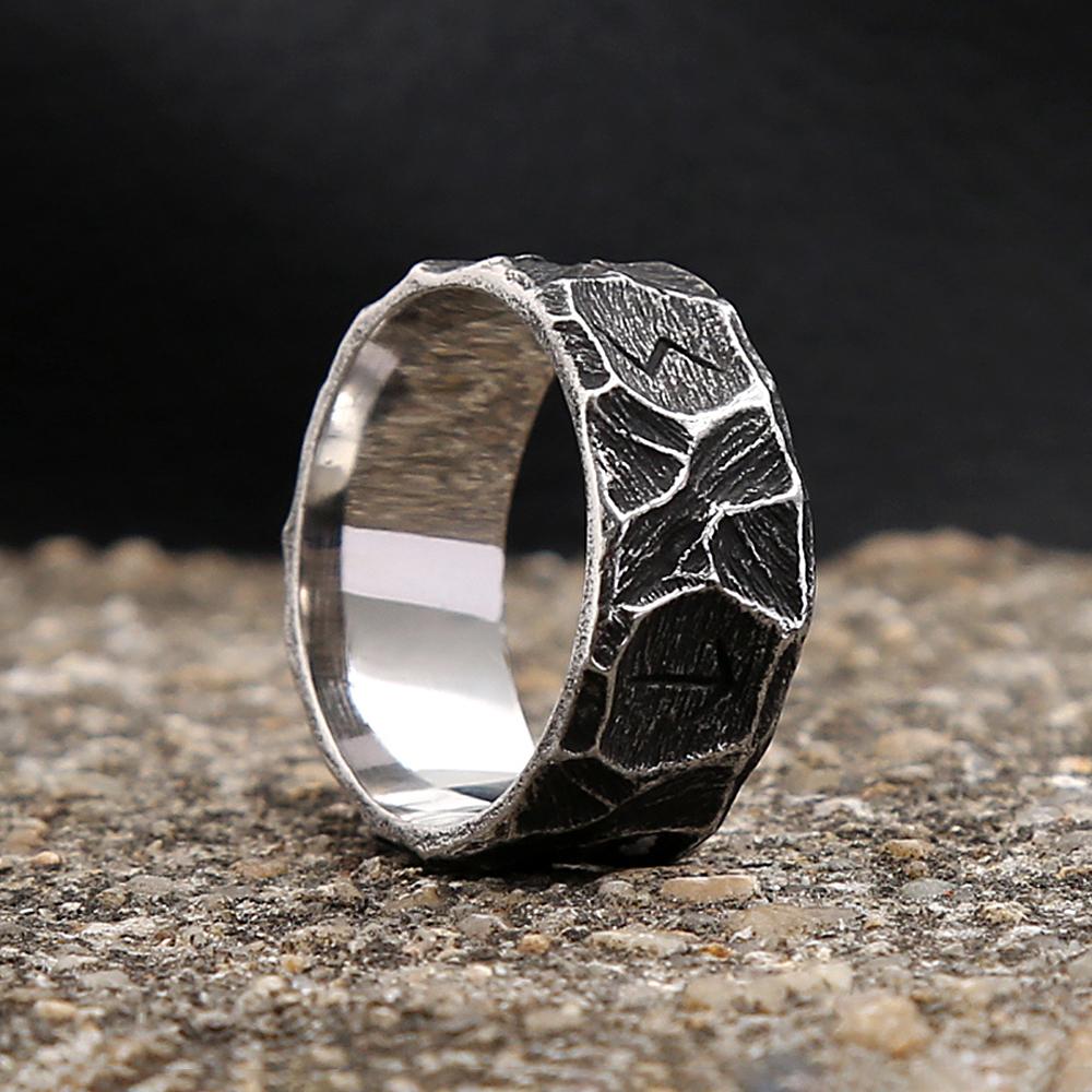 Nordic Viking Runes Ring 316L Stainless Steel Odin Amulet Punk Jewelry Gift For Men Women Couple