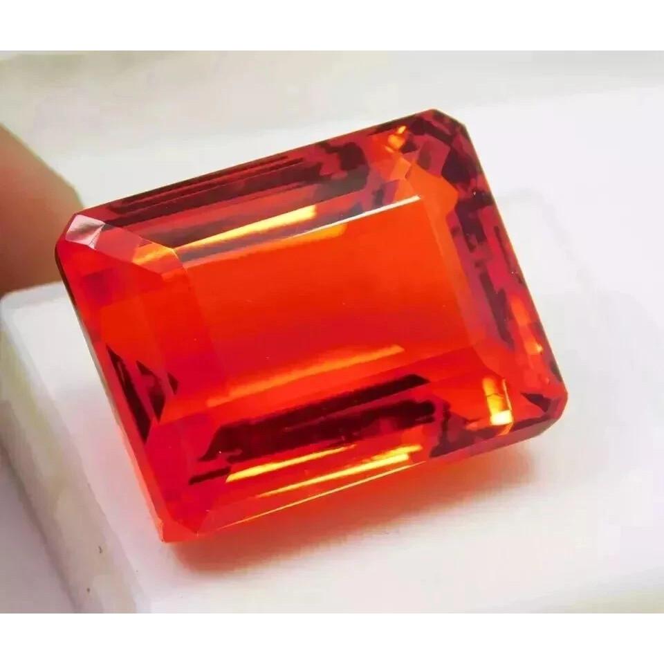 Red Orange Mexican Fire Opal A+ Natural Emerald Cut 123-125 Ct Gemstone