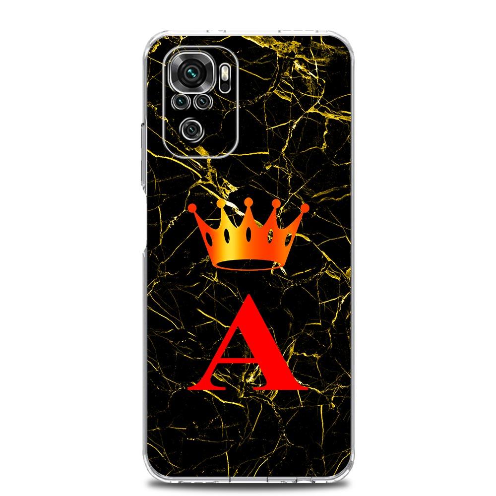 Phone Case For Xiaomi Redmi Note 15 14 13 12 4G 10 11 Pro Plus 5G 14C 13C 12C 10C TPU Cover Luxury Marble Letter A B Crown