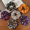 Glowing Pumpkin Hair Ties French Scrunchie Halloween Skull Pumpkin Bat Halloween Hair Style Tool Scrunchie