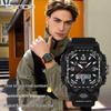 Sanda Three-Hand Square Dial Waterproof Student Sport Watch with Dual Display and Three-Zone Time.
