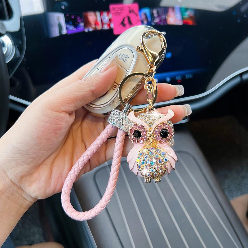 Creative Personality Owl Car Keychain, Fashion Diamond-encrusted Bag, Pendant, Keychain, Small Gift Pendant
