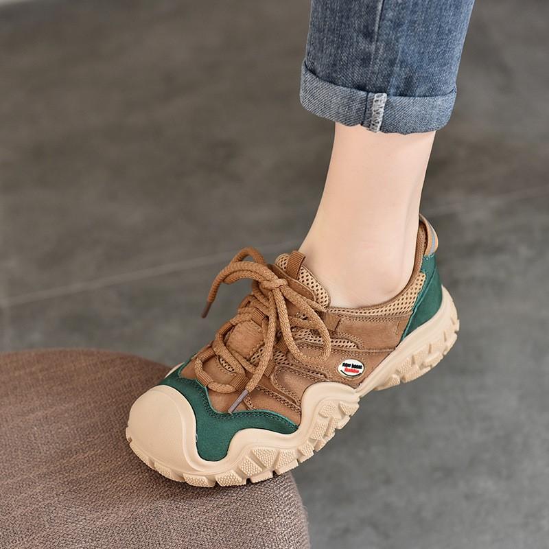 Johnature Pantofi sport din piele naturală pantofi cu șireturi pantofi damă din piele de vacă ocazional și versatili