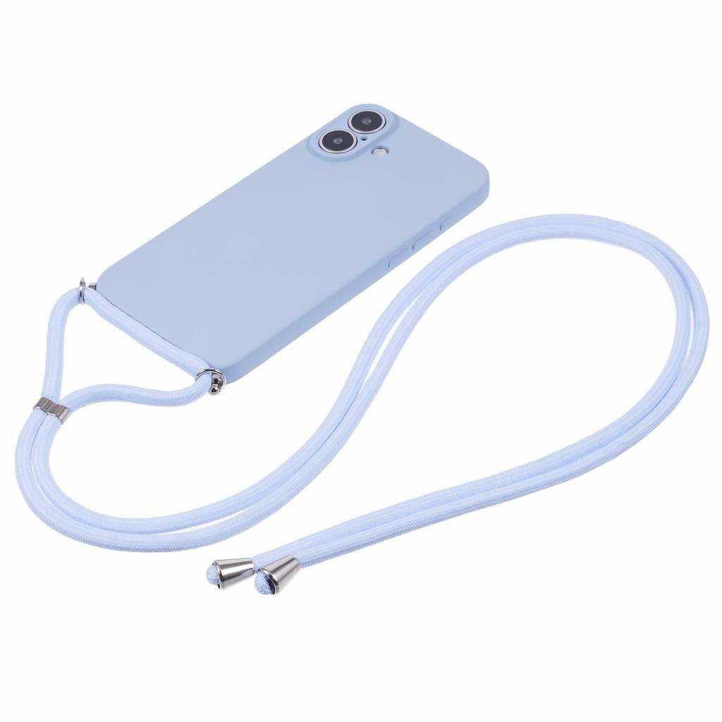 For iPhone 16 Case TPU Fiber Lining Scratch-Resistant Phone Cover with Necklace Cord Strap