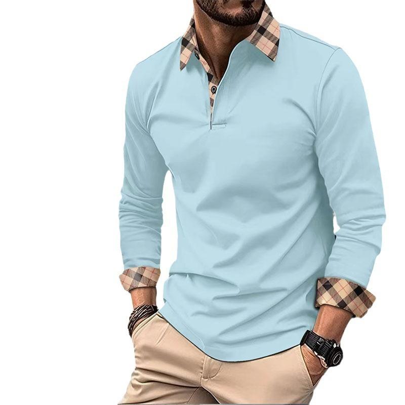 Męska wiosenno-letnia koszulka polo typu slim fit, na co dzień z klapami