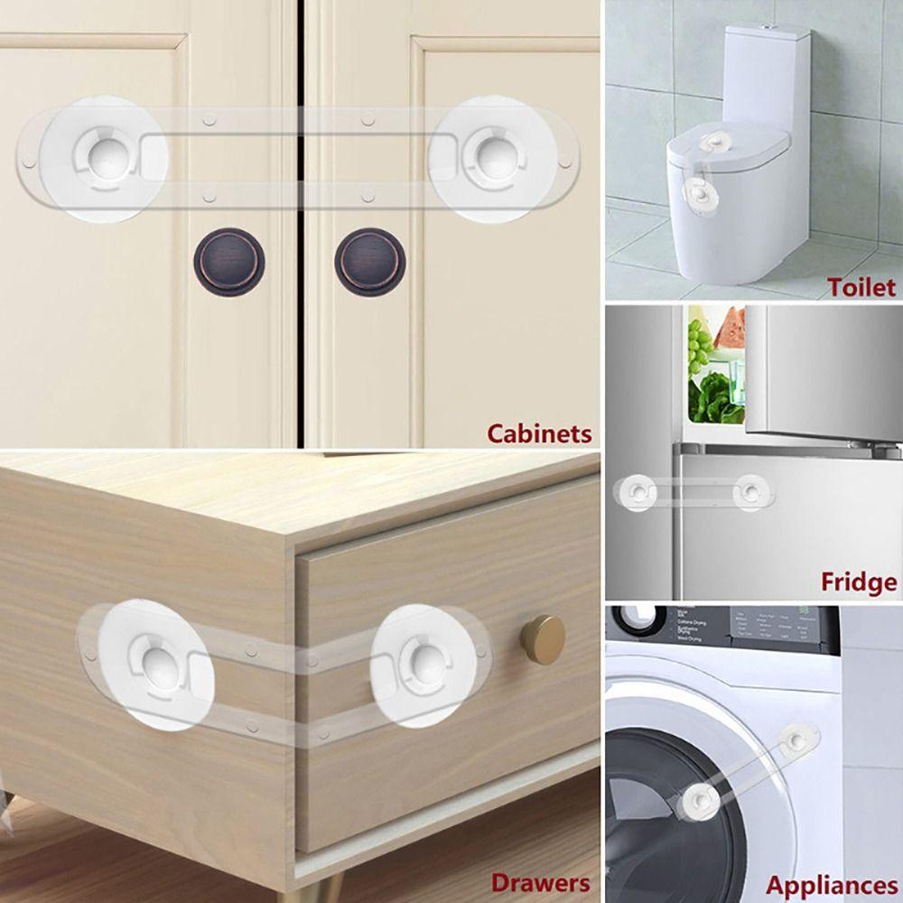 5Pcs Furniture Accossory Unisex Safety Lock ABS Plastic Transparent Drawer Fixed Locks Self Adhesive Portable Anti-pinch Buckle