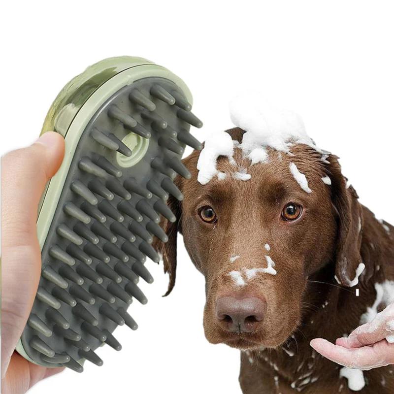 Shower Pet Haired Dog Shampoo Brush for Short Brush Bath Soft Grooming Silicone Dispenser with Soothe Bristle Pet Massage