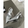 2025 Spring and Autumn New French Pointed Stiletto Single Shoes Temperament Pointed Empty Sandals Women's High Heels