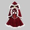 New Year Red Dress Cloak Cosplay Plus Size Christmas Clothes Cape Women Role Play Outfit Full Set Warm Holiday Costume Girls