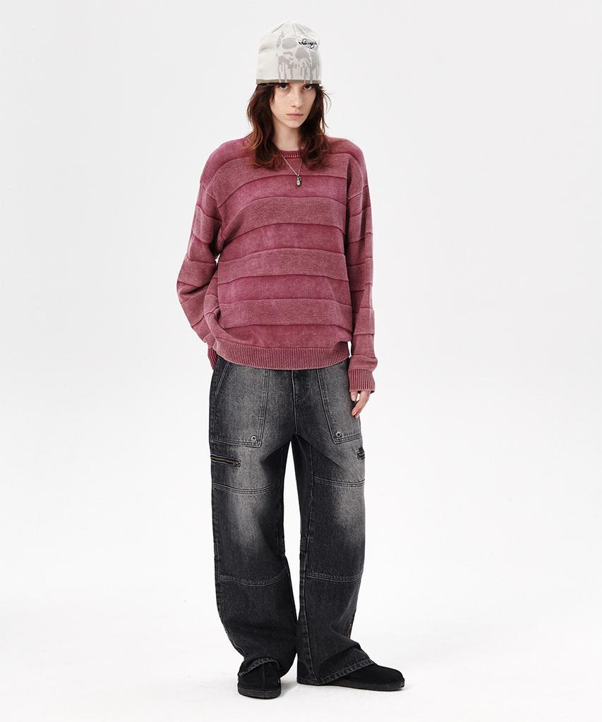 MAHAGRID Washed Stripe Knit Pink(Mg2Esmk600A)