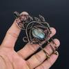 Larimar Pendant Gemstone Jewelry, 999 Copper Wire Wrapped Pendant, Handmade Jewelry Birthstone Pendant, Gift For Him