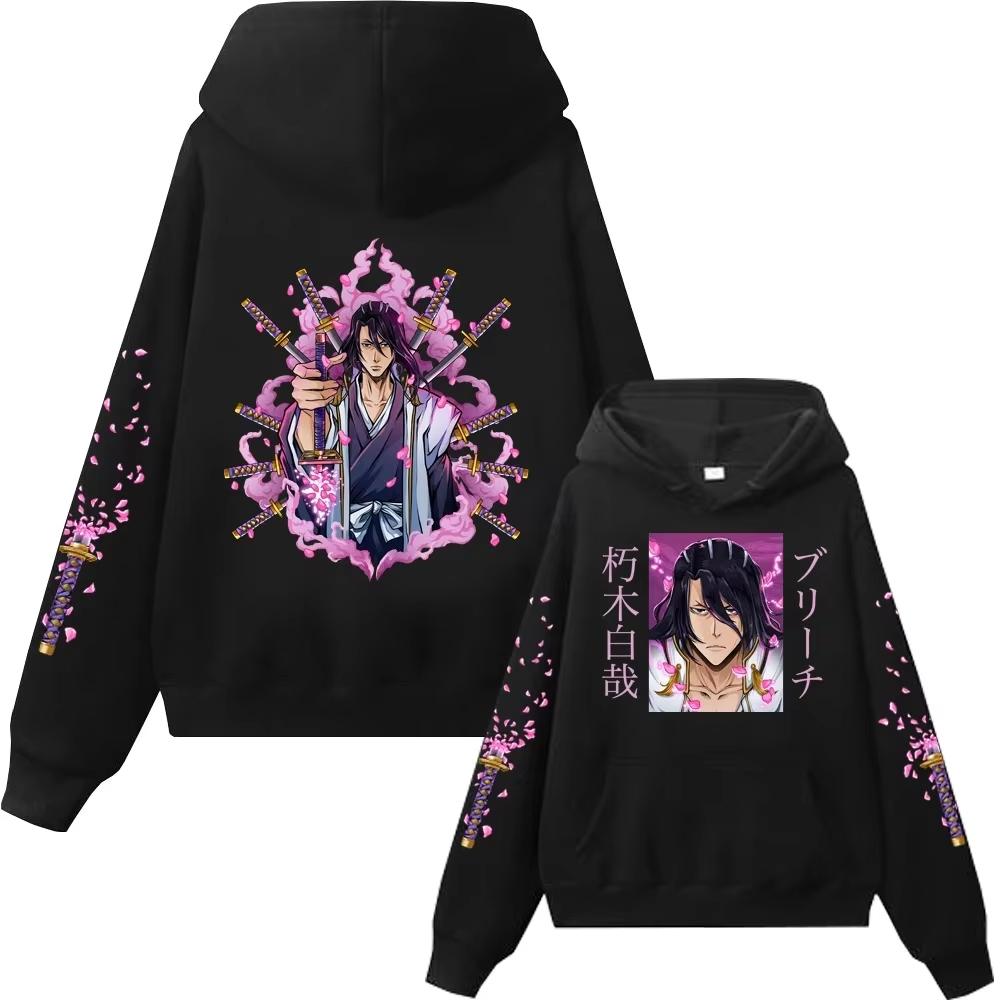 Hot Anime Bleach Zaraki Kenpachi Kusajishi Yachiru Graphic Hoodie Japanese Manga Loose Oversized Casual Streetwear Tops For Men Women