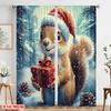2pcs,2D Plane Printing Curtain Popular Cute Squirrel Christmas Gift (2) Polyester Fabric (without Rod) All Seasons for Living