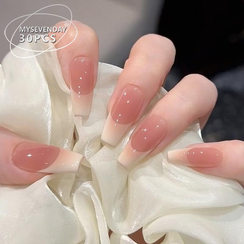 New Year High-End French White Blush Manicure: Wearable Whitening Nail Pieces