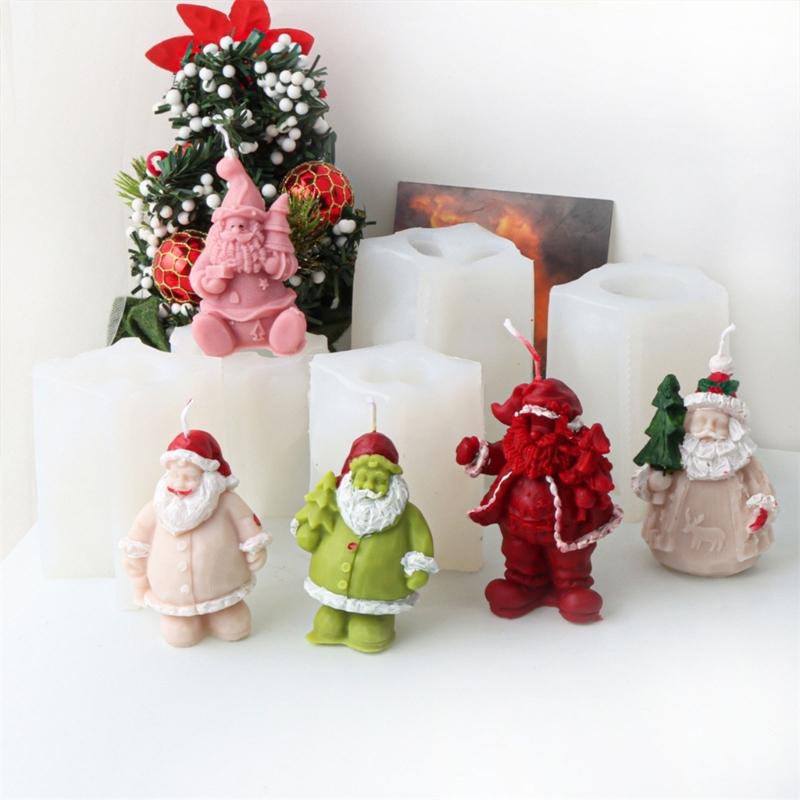 Silicone Candle Making Molds Santa Claus Series Soap Molds Silicone Crafting Molds Silicone Ornament Moulds for Candle