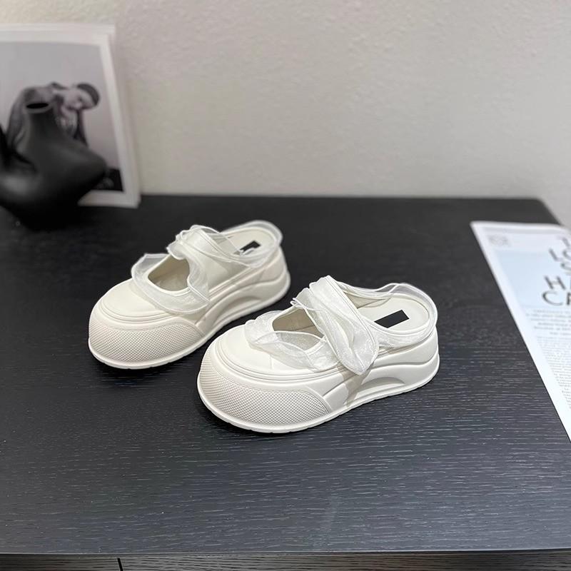 

Small 7cm thick bottom 2025 summer new mesh Mary Jane bag head slippers women s muffin bottom light and half drag 40