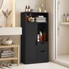 Bathroom Cabinet Narrow Storage Cabinet With 2 Drawers Open Compartments 50x25x100cm Black