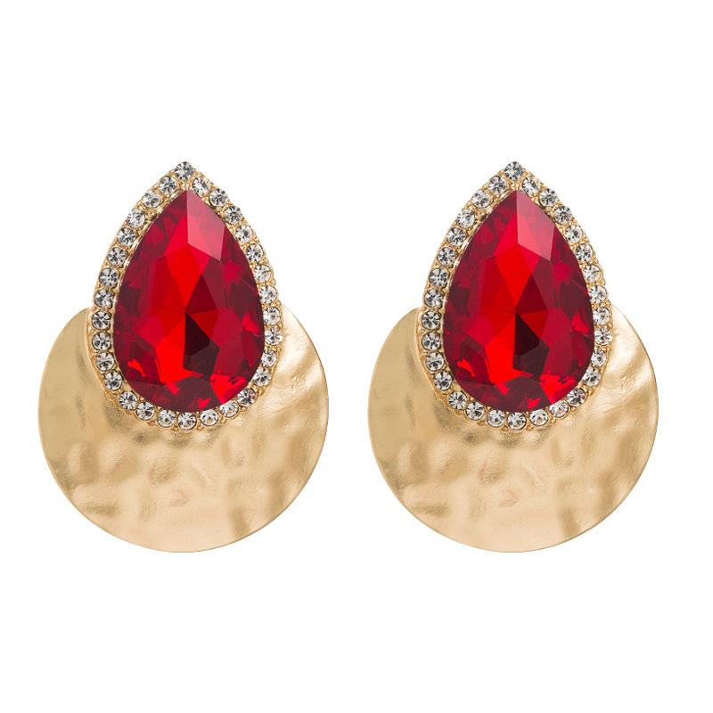 Women's Exaggerated Water Drop Shaped Colored Glass Crystal Earrings Simple Personalized Earrings