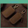 Leather Car Key Case With Foldable Design And Vintage Style For Men And Women