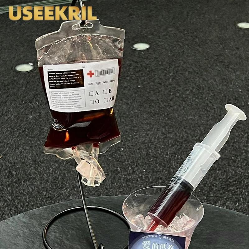 Halloween Blood Bag Set Creative Cocktail Cups Edible Blood Bag Juice Bags Drink Decoration Bags Party Halloween Tools