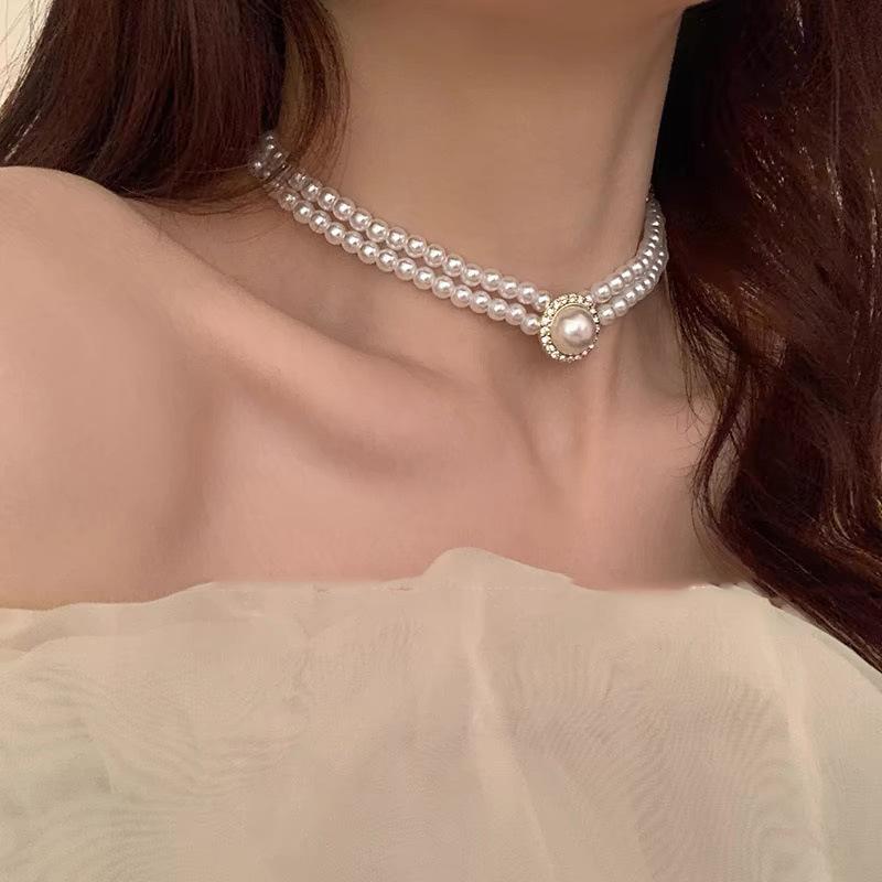 Pearl Necklace Women'S Light Luxury Temperament High Sense Clavicle Chain Year Neck Chain