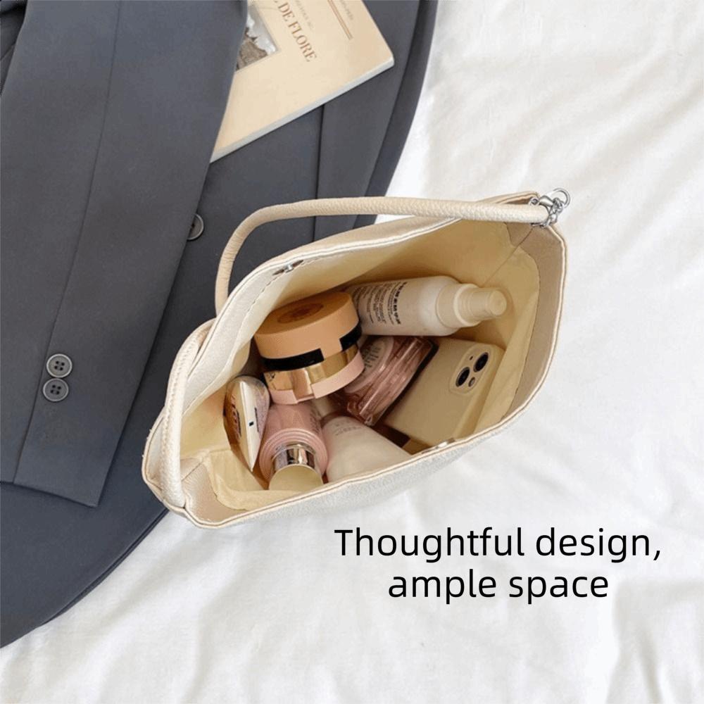 Trendy PU Leather Bucket Bag Magnetic Closure Soft Underarm Bag Large Capacity Shopping Bag Daily Outing