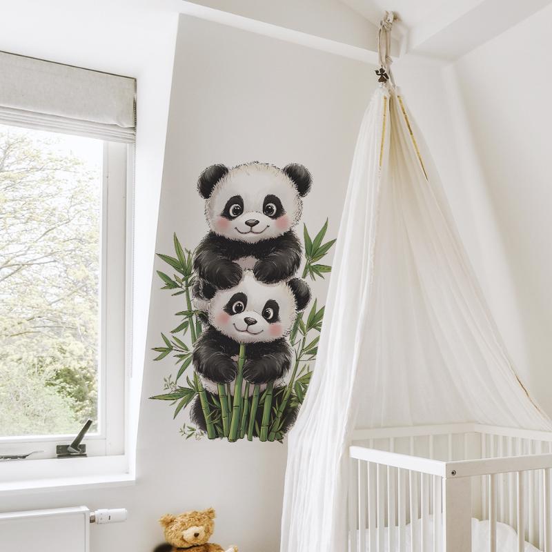 Cartoon Aquarell Bambus Panda Schlafzimmer Wohnzimmer Eingang Dekoration Selbstklebend Raumdekor