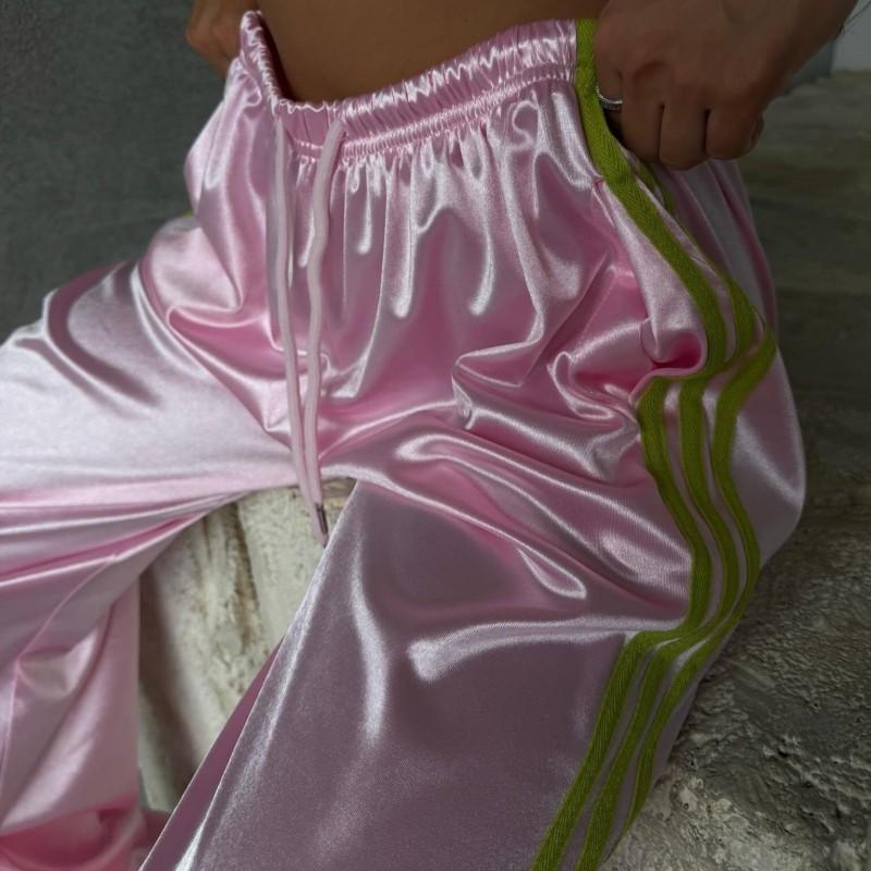2026 Womens Wide Leg Drawstring Jogger Pants Streetwear Loose Fit Casual Trousers Blue Orange Red Pink