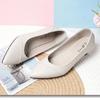 Chaussures féminines mode femme beige bout pointu cuir verni printemps à enfiler talon aiguille chaussures dame décontracté escarpin noir ga391