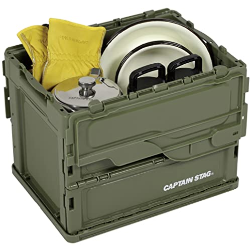 Kapten Stag (KAPTEN STAG) Oricon Hopfällbar Behållare, FD Container, med Låsande Lock, 20L Kapacitet, Tillverkad i Japan, Olivgrön, UL-1081