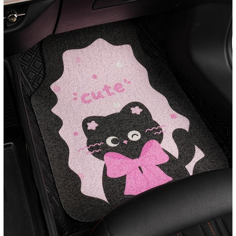 Cute Cartoon Cat Pattern Universal Non Slip Stain Resistant Car Floor Mats