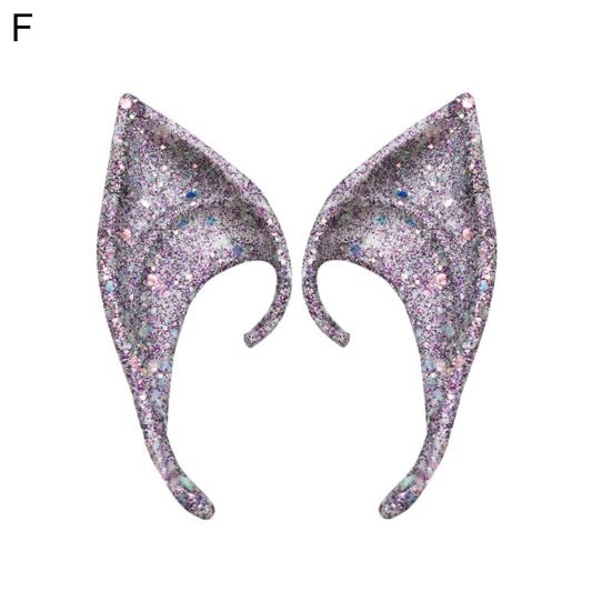 1Pair Elf Ears High Simulation Flexible Pointed Tip Luminous Glitter Cosplay Props Latex Halloween Costume Party Fairy Ears for Festival