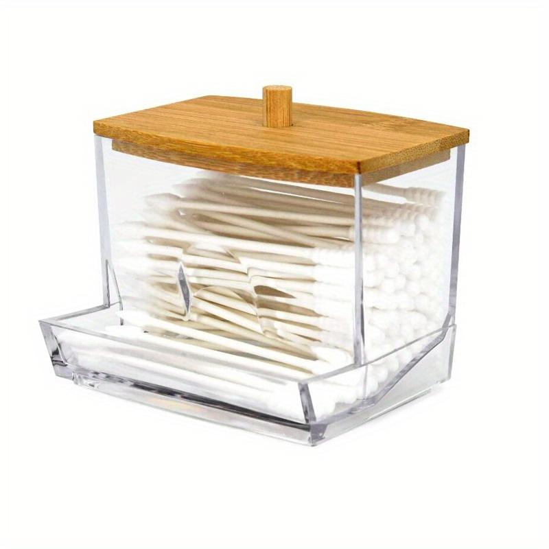1pc Clear Cotton Swab Pads Holder, Qtips Holder Cotton Buds Ball Dispenser, Bathroom Containers Organizer, Clear Apothecary Jar